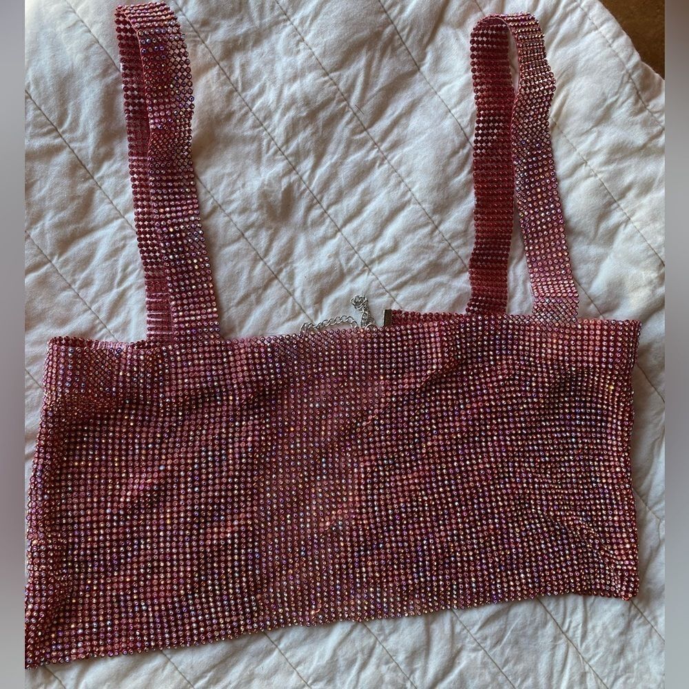 Rectangular Short Top With Red Straps And Crystal… - image 1